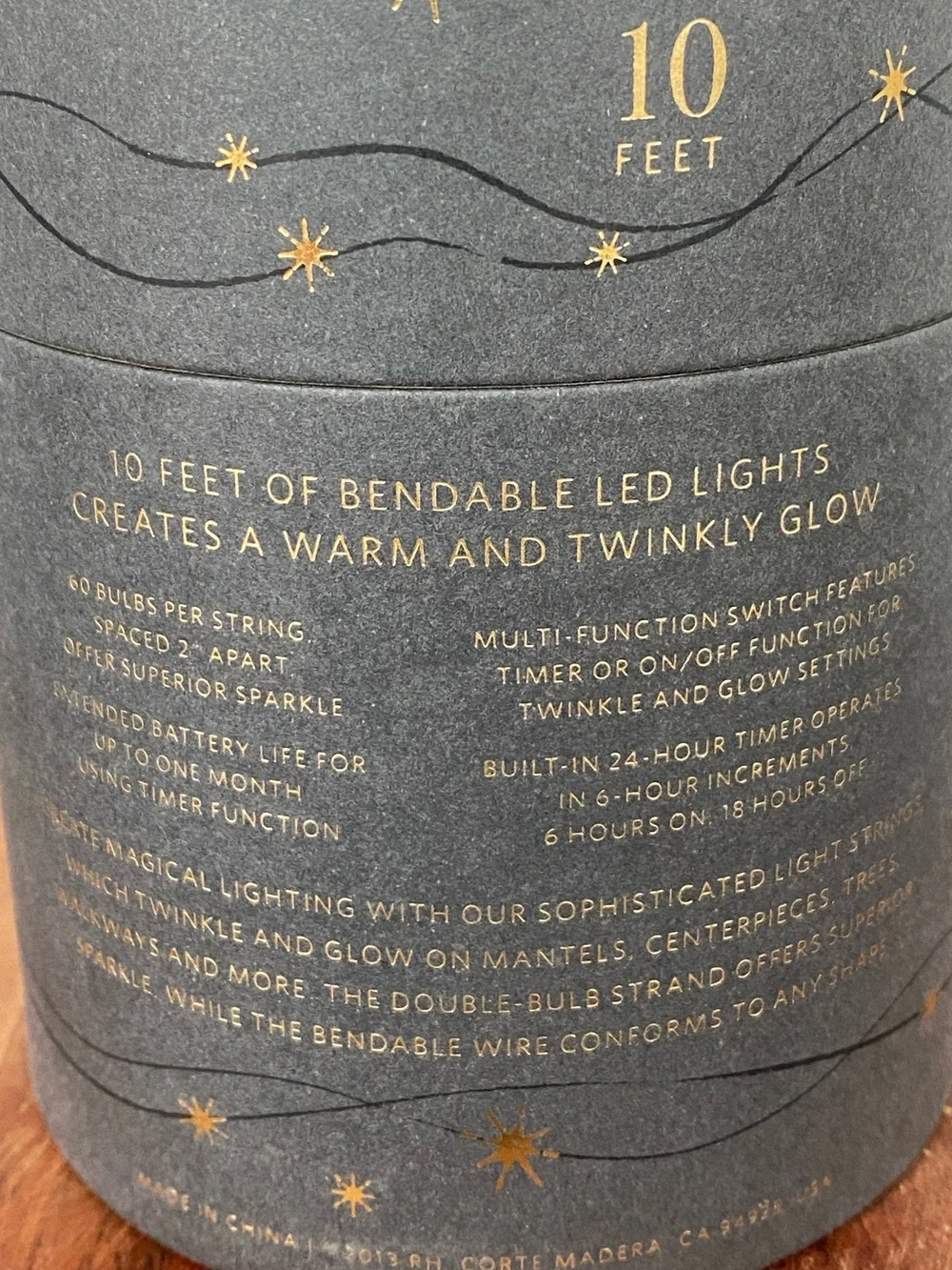 Restoration Hardware Starry String Lights Amber Light Coper Wire 10 ft